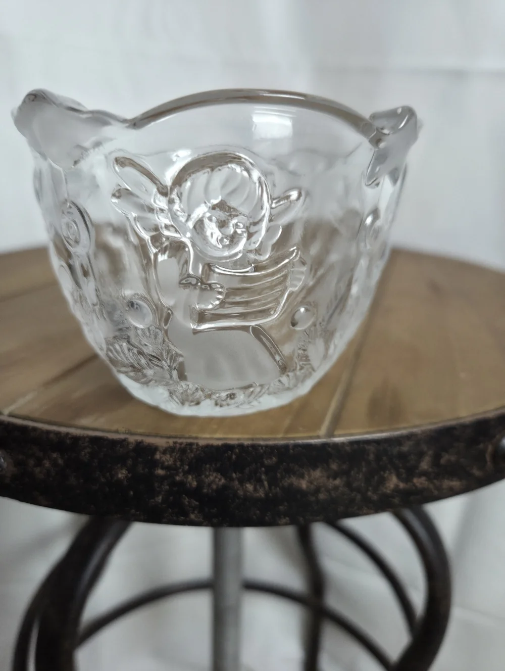 Clear Embossed Glass Candy Dish
